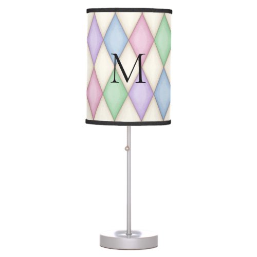 Colorful Harlequin Personal Monogram Contemporary Table Lamp