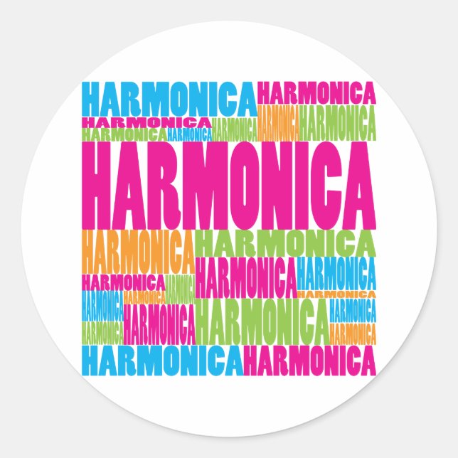 Colorful Harmonica Classic Round Sticker (Front)