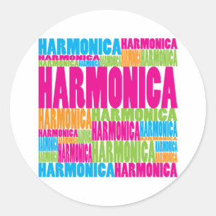 Colorful Harmonica Classic Round Sticker