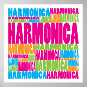 Colorful Harmonica Poster