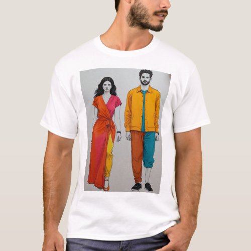Colorful Harmony A Sketch of Each Others Love T_Shirt