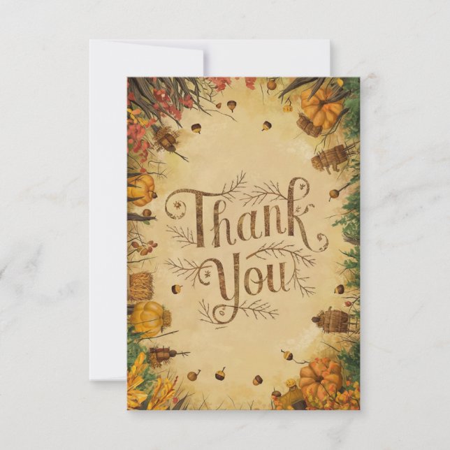 Colorful Harvest Autumn Fall Thank You Card (Front)