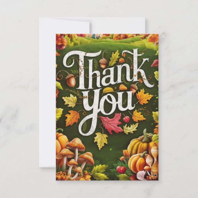 Colorful Harvest Autumn Fall Thank You Card (Front)