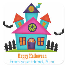 Colorful Haunted House Personalized Sticker