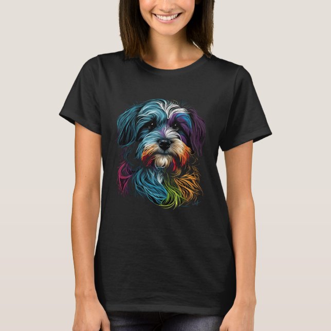Colorful Havanese Face Painting  Animals Dog T-Shirt (Front)