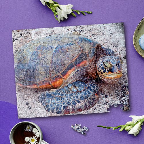 Colorful Hawaii Honu Sea Turtle Photo Stylish Jigsaw Puzzle