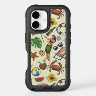 Colorful Hawaiian beach themed tropical pattern iPhone 16 Case