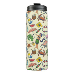 Colorful Hawaiian beach tropical themed pattern Thermal Tumbler