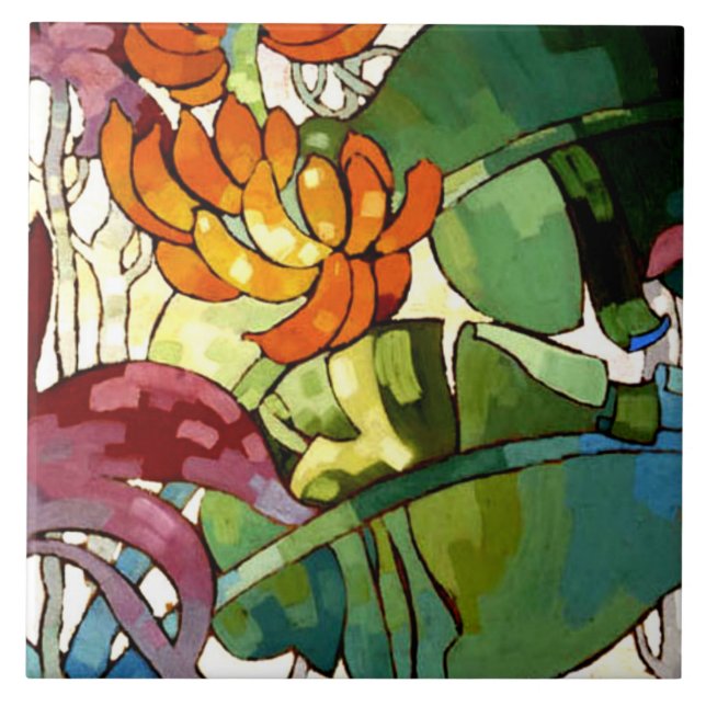 Colorful Hawaiian Flowers Ceramic Tile (Front)