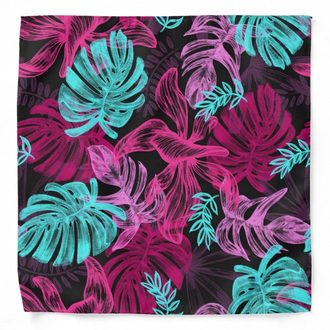 Colorful Hawaiian Leaves | Tropical Print Bandana (Front)