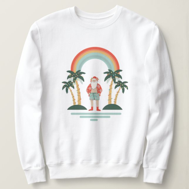 Colorful Hawaiian Santa Christmas Sweatshirt (Design Front)