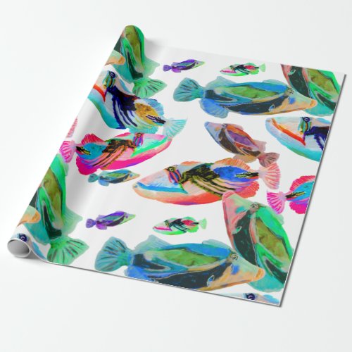 Colorful Hawaiian Tropical Fish Wrapping Paper