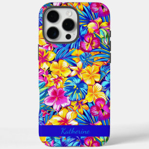 Colorful Hawaiian Tropical Floral Palm Name iPhone 16 Pro Max Case
