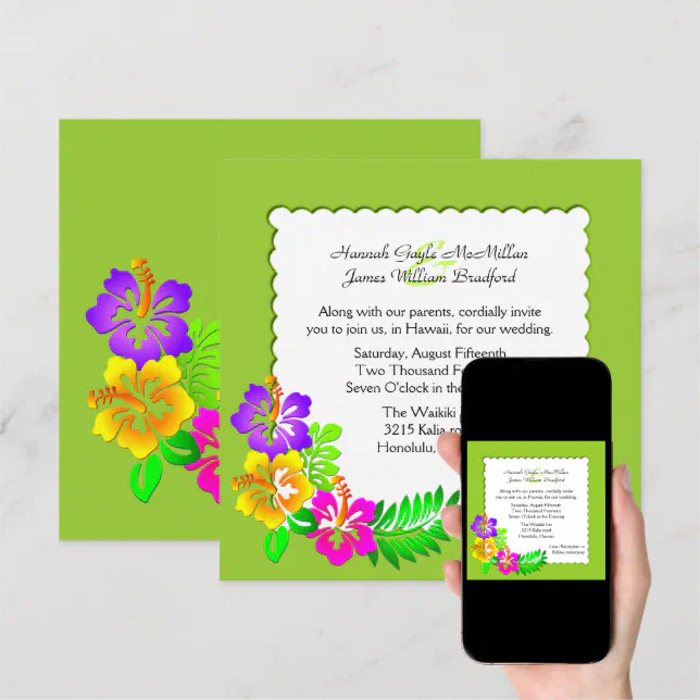 Colorful Hawaiian Tropical Wedding Invitation | Zazzle