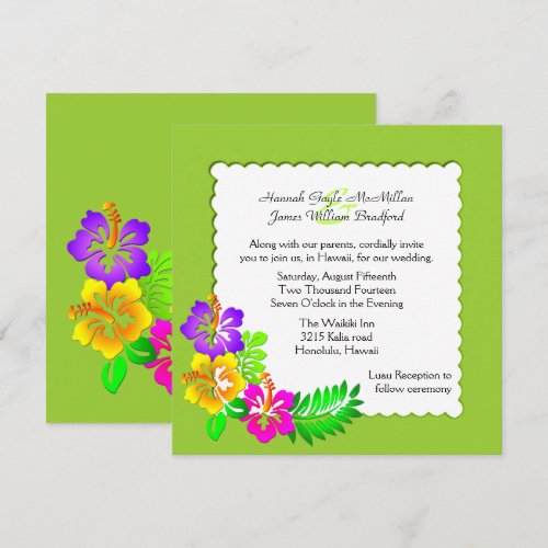 Colorful Hawaiian Tropical Wedding Invitation