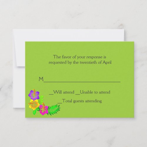 Colorful Hawaiian Tropical Wedding RSVP Card