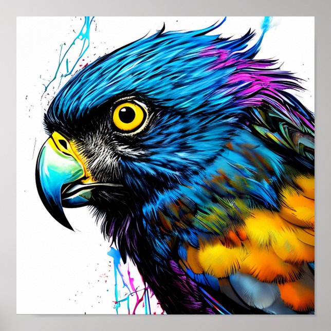 colorful hawk bird art poster (Front)