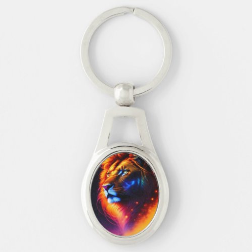 Colorful Head Lion Art Keychain