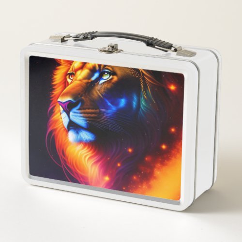 Colorful Head Lion Art Metal Lunch Box