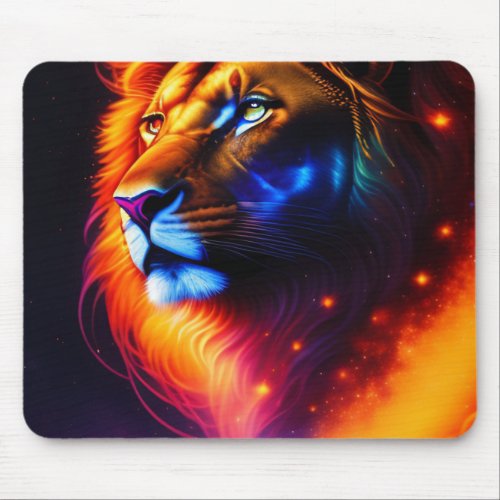 Colorful Head Lion Mouse Pad