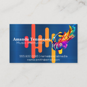 Colorful Headphones Art Equalizer Business Card