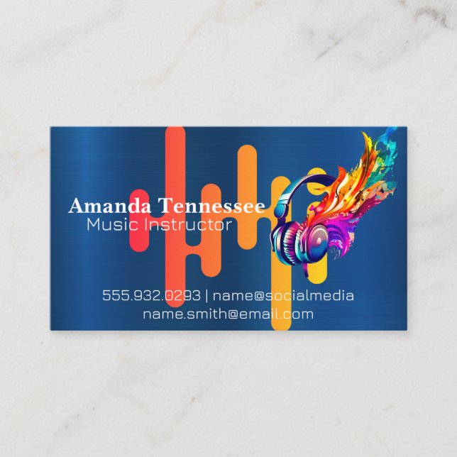 Colorful Headphones Art | Equalizer Business Card (Front)