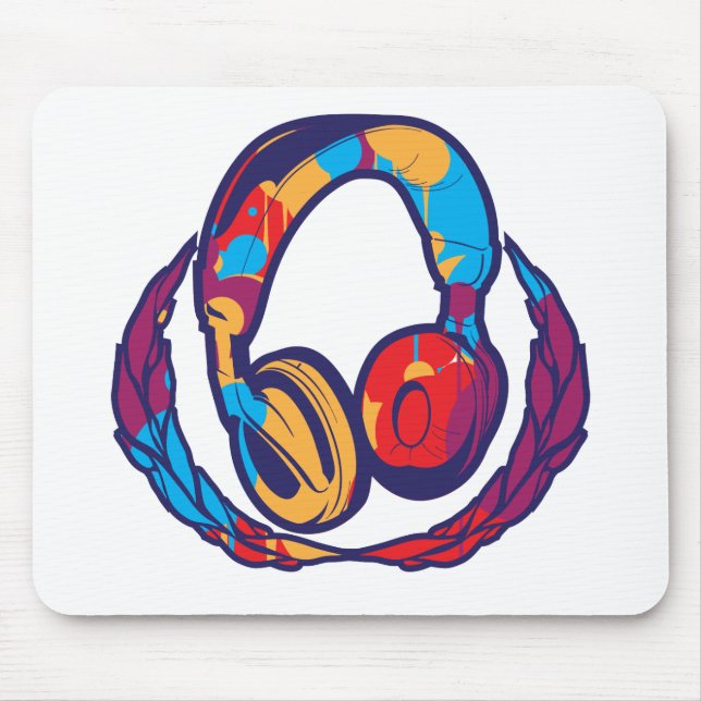 Colorful Headphones Mouse Pad (Front)