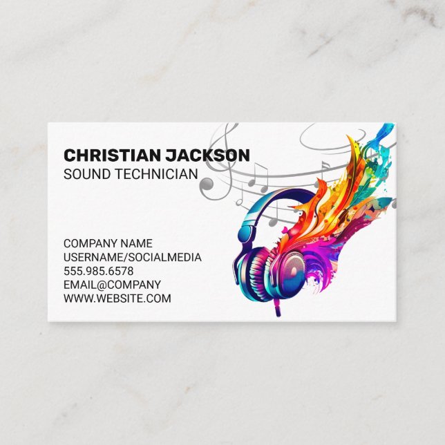 Colorful Headphones | Music Creative Business Card (Front)