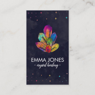 Colorful Healing Crystals Cluster Business Card
