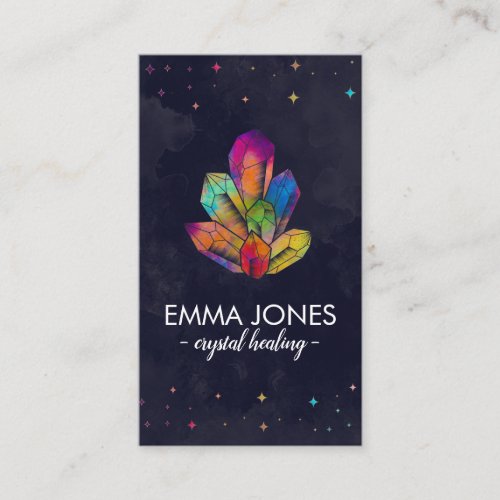 Colorful Healing Crystals Cluster Business Card