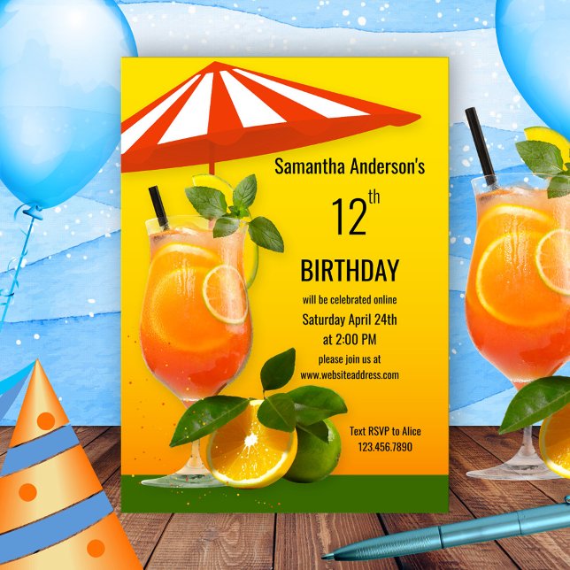 Colorful Healthy Summer Virtual Birthday Invitation (Creator Uploaded)