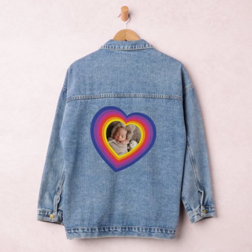 Colorful heart add your own photo  denim jacket