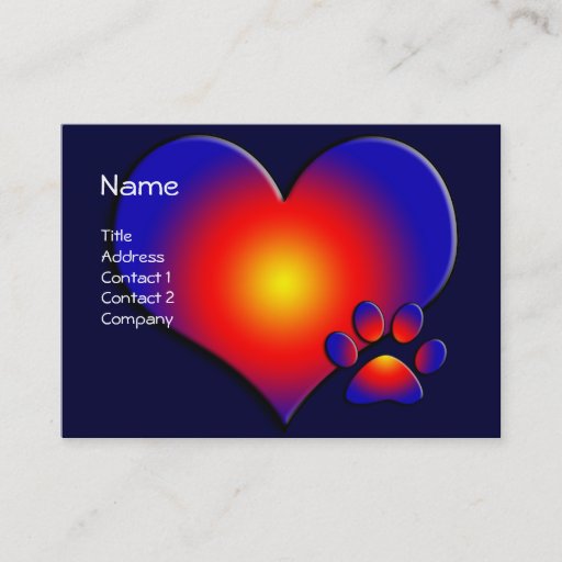 Customizable COLORFUL HEART AND PAW BUSINESS CARDS