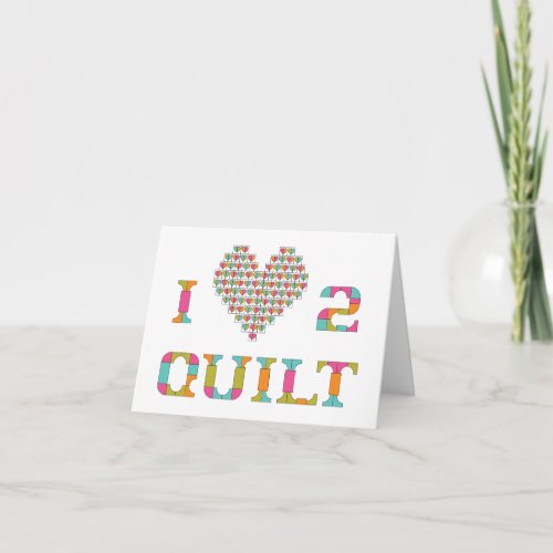 Colorful Heart and Typography Quilt Pattern Card