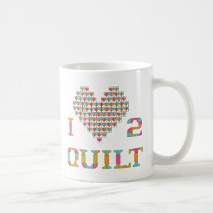 Colorful Heart and Typography Quilt Pattern Coffee Mug