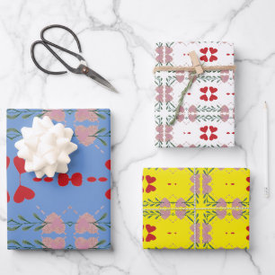 Colorful Heart Anniversary Wrapping Paper-Set of 3 Paper Sheets