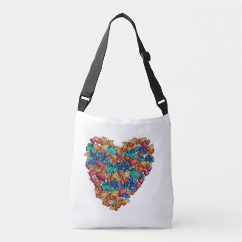 Colorful Heart Art Body Bag  Valentine