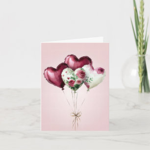 Colorful Heart Balloons Valentine's Greeting Card