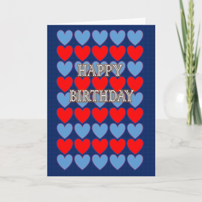 Colorful Heart Birthday Card (Front)