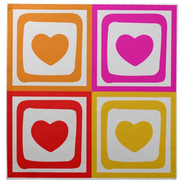 Colorful Heart Cloth Napkins (Front)