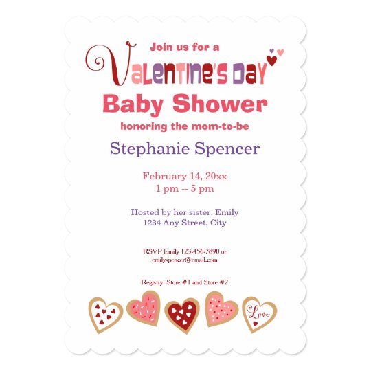 Colorful Heart Cookies Valentine S Day Baby Shower Invitation Colorful Heart Cookies Valentine S Day Baby Shower Invitation