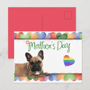 Colorful Heart French Bulldog Postcard