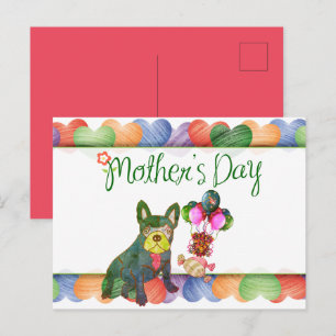 Colorful Heart French Bulldog Postcard