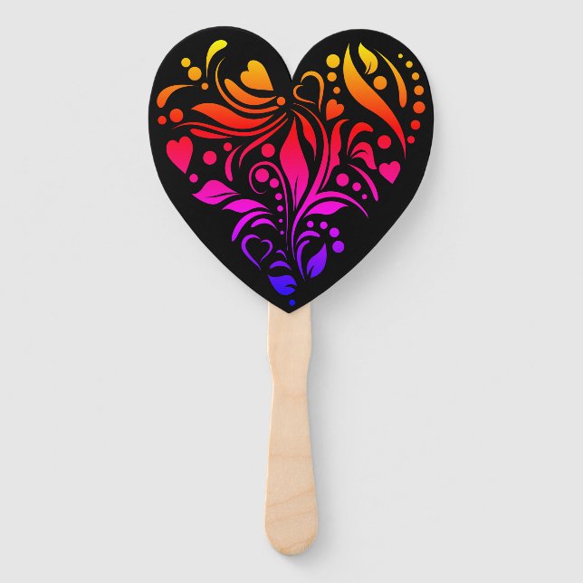 Colorful Heart Hand Fan (Front)