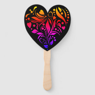 Colorful Heart Hand Fan