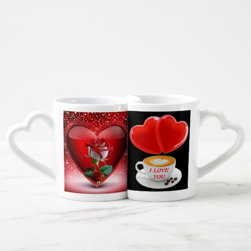 Colorful Heart ILoveYou Rose Cup Saucer Coffee Mug