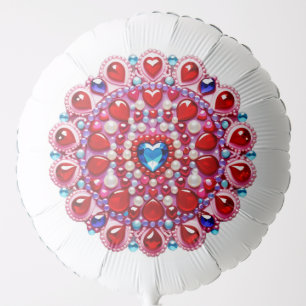 Colorful Heart Jewels Mandala Design Balloon