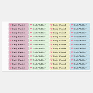 Colorful Heart Kids' Name Clothing School Labels