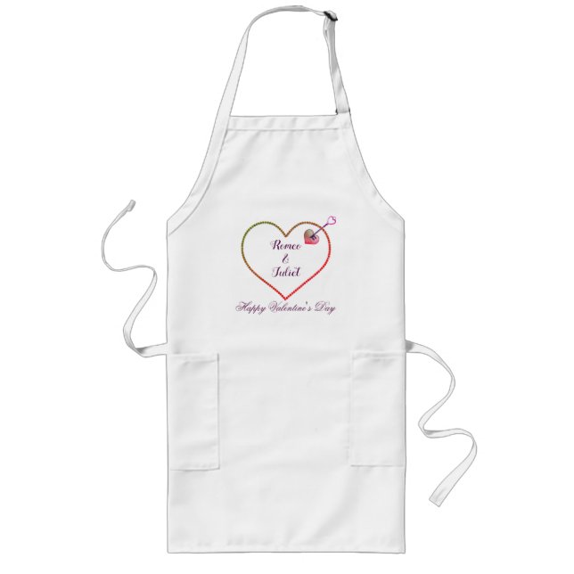 Colorful Heart Love Couple Modern Valentines Day Long Apron (Front)