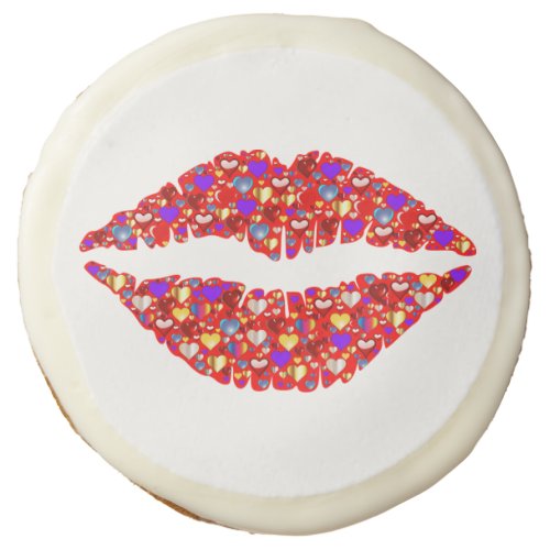 Colorful Heart Love Lips Valentine Sugar Cookie